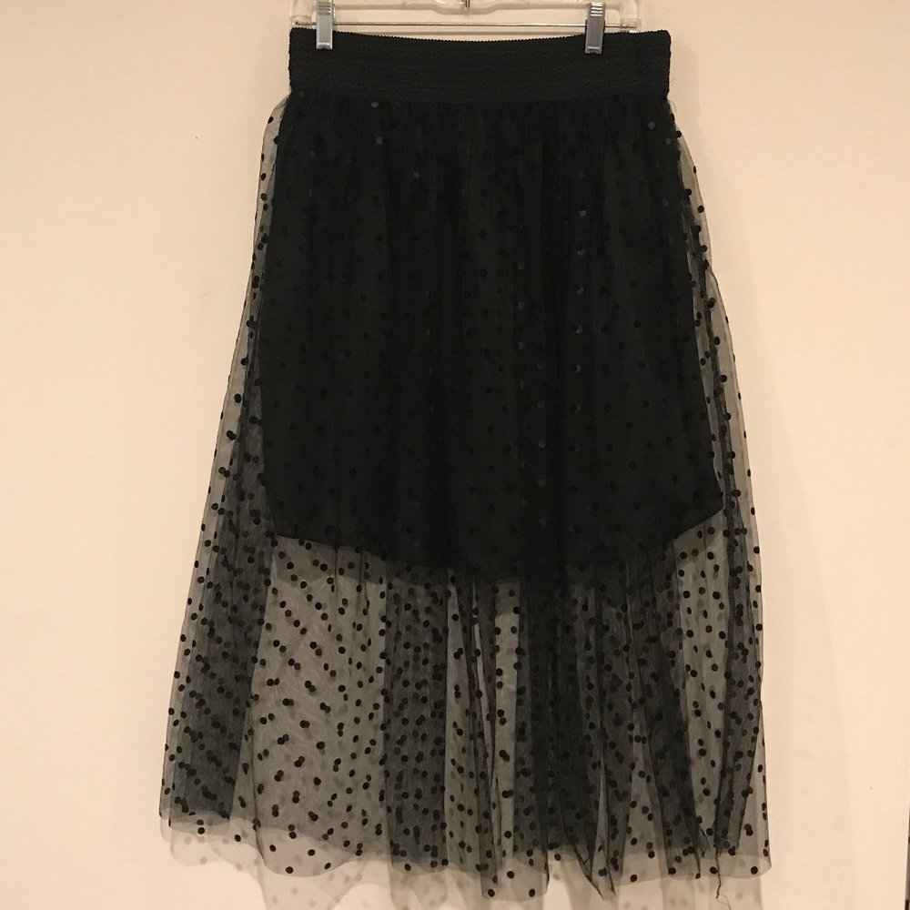 Metro Wear Black Polka Dot Sheer Skirt - Size M